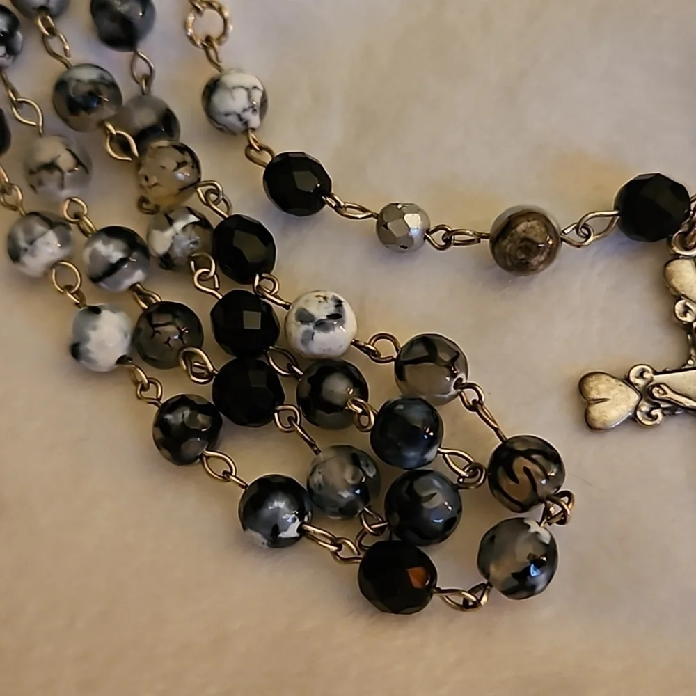 HANDMADE Agate Beaded Unisex Rosary Crucifix Rosary Necklace